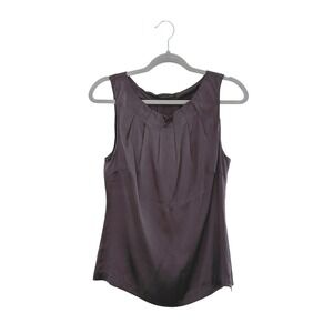 Classiques Entier Atelier 100% Silk Sleeveless Classic Blouse Purple Brown
